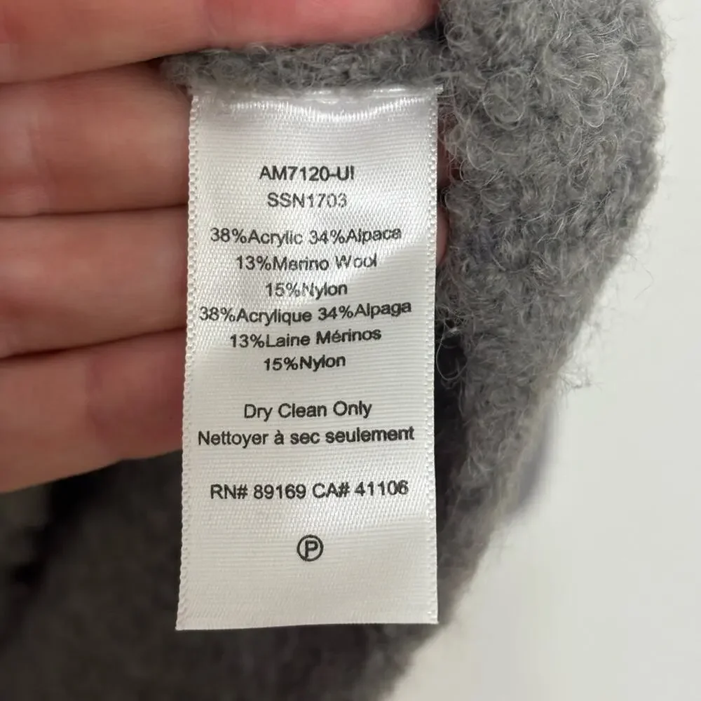 NWT ATM Alpaca Merino Wool Fuzzy Zip Up Sweater Jacket in Charcoal - Size M